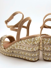 River Island Cream Raffia Embellished Wedge Sandals - Image 5 of 6