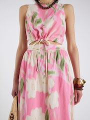 River Island Pink Pink Floral Printed Midi Skirt - Image 3 of 4