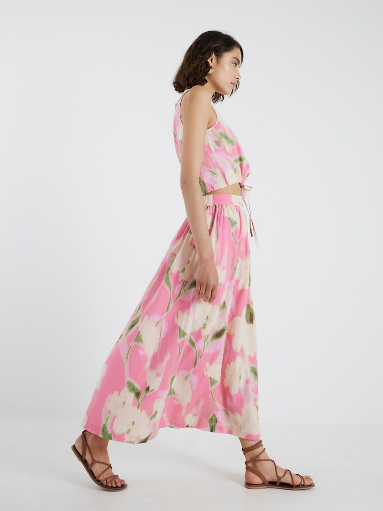 River Island Pink Pink Floral Printed Midi Skirt - Image 4 of 4