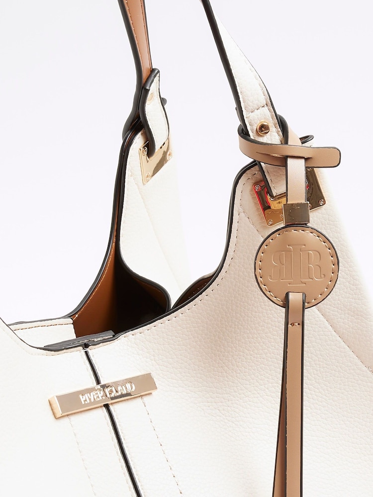 River Island Cream Soft Pinch Slouch Bag - Image 2 of 5