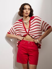 River Island Red Stripe Crochet Cardigan - Image 2 of 4