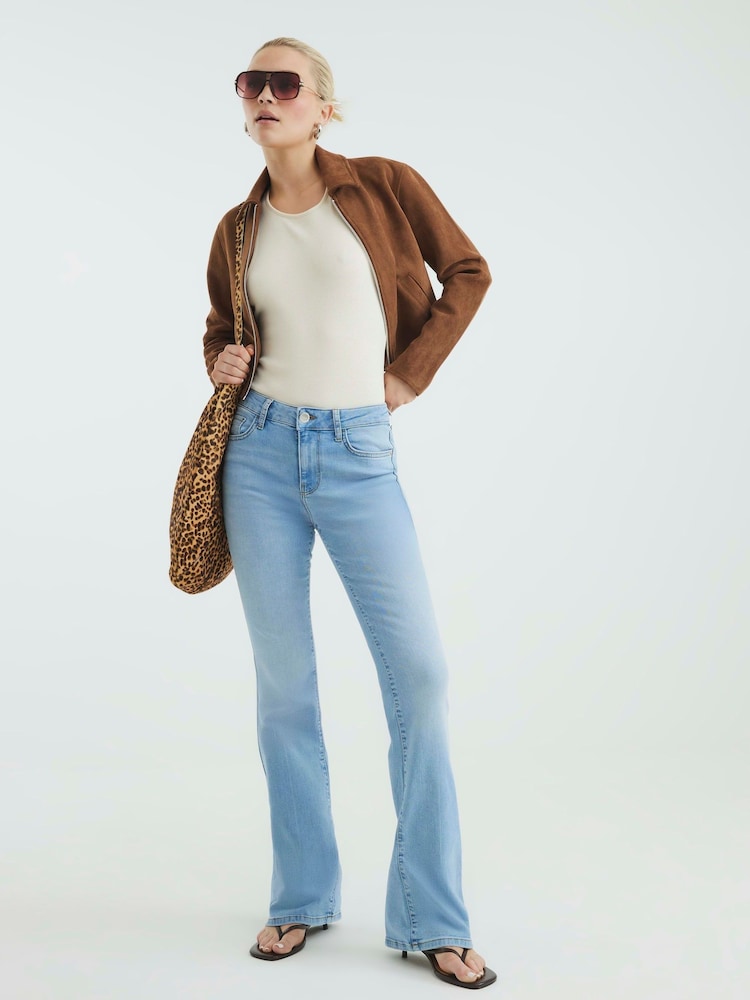 River Island Blue Mid Rise Bootcut 100% Cotton Jeans - Image 1 of 4