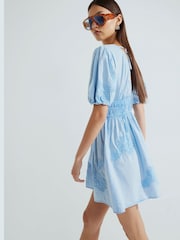 River Island Blue Cornelli 100% Cotton Mini Dress - Image 2 of 4
