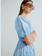 River Island Blue Cornelli 100% Cotton Mini Dress - Image 4 of 4