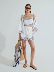 River Island White Embroidered Crop 100% Cotton Top - Image 2 of 2
