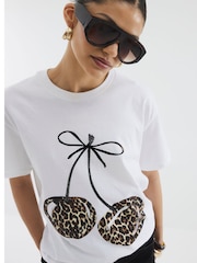 River Island Leopard Print Bow Cherry T-Shirt - Imagen 4 de 4