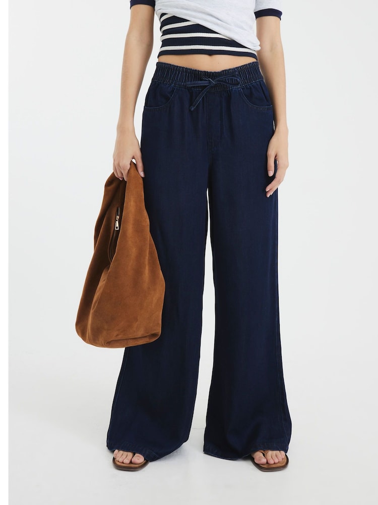 River Island Blue High Waisted Wide leg Pyjamas Trousers - Image 2 of 4