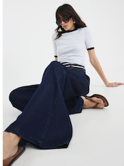 River Island Blue High Waisted Wide leg Pyjamas Trousers - Image 4 of 4