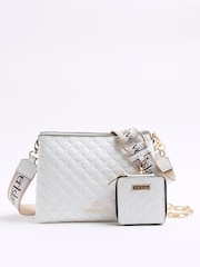 River Island White Embossed Chain Cross-Body Bag - Image 1 of 6
