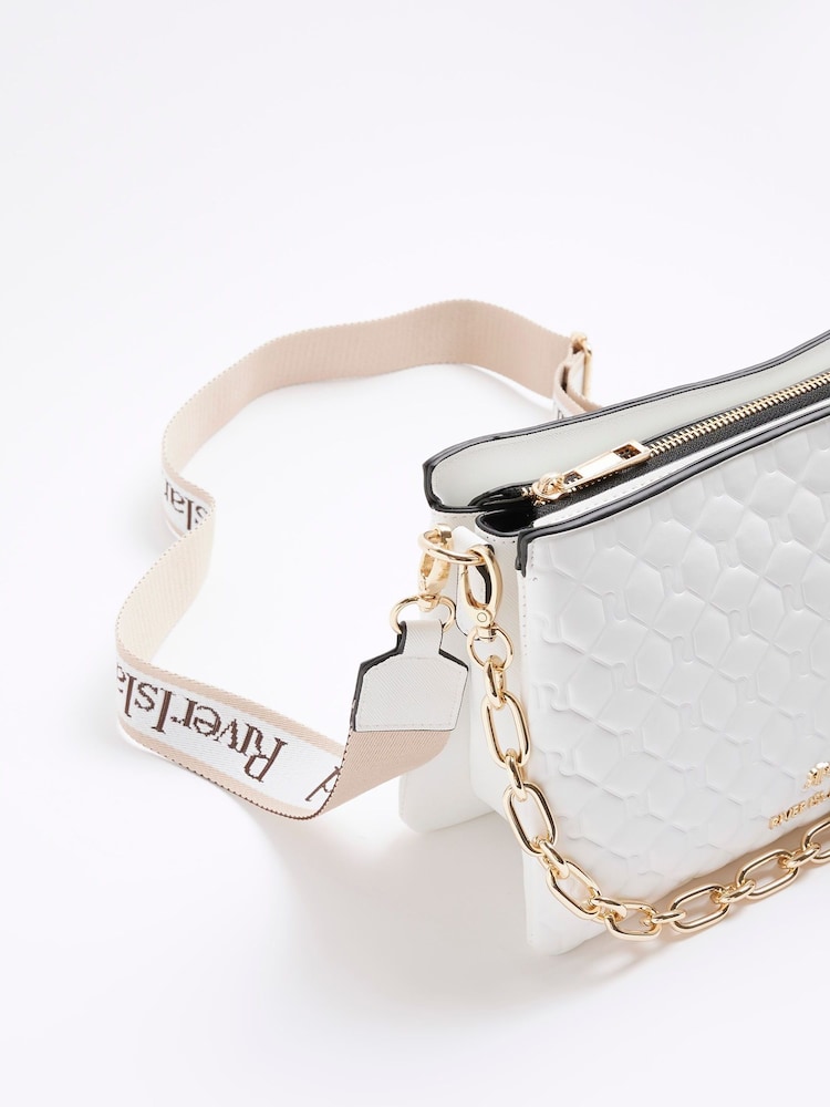 River Island White Embossed Chain Cross-Body Bag - Image 2 of 6