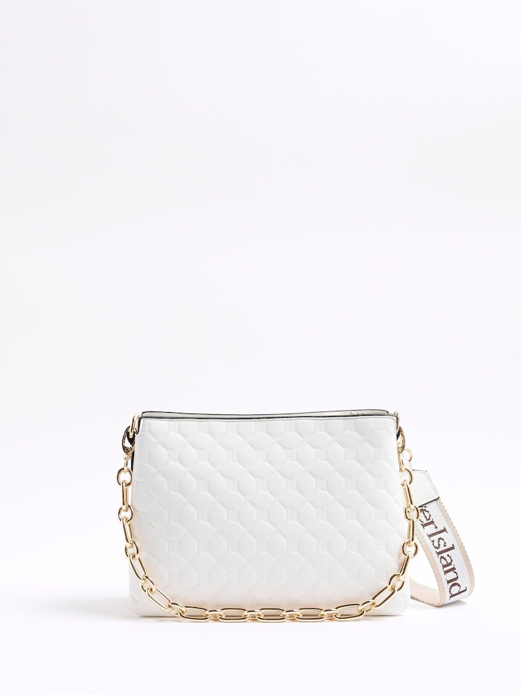 River Island White Embossed Chain Cross-Body Bag - Image 2 of 6 River Island White Embossed Chain Cross-Body Bag - Image 2 of 6