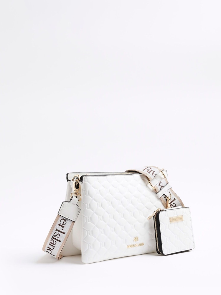 River Island White Embossed Chain Cross-Body Bag - Image 3 of 6