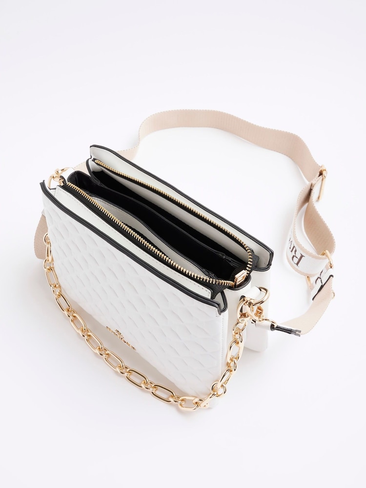 River Island White Embossed Chain Cross-Body Bag - Image 4 of 6