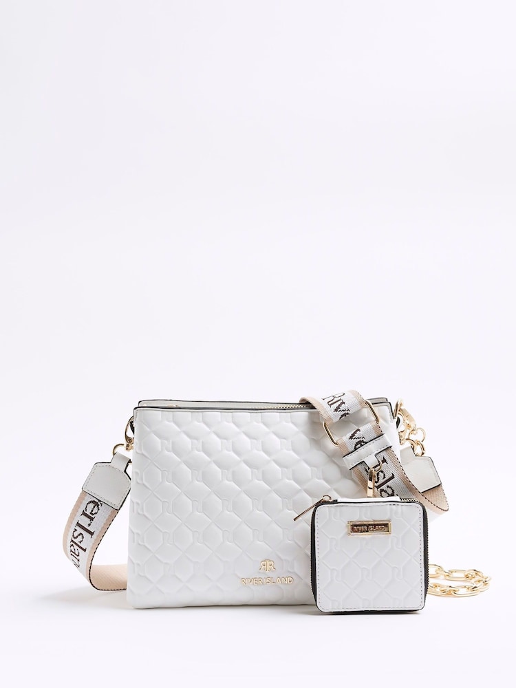 River Island White Embossed Chain Cross-Body Bag - Image 6 of 6