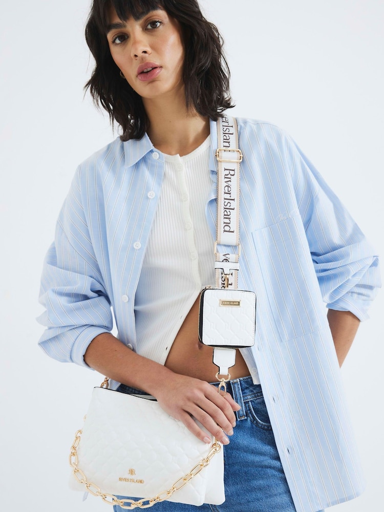 River Island White Embossed Chain Cross-Body Bag - Image 6 of 6 River Island White Embossed Chain Cross-Body Bag - Image 6 of 6