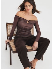 River Island Trim Mesh Bardot Top - Imagen 3 de 4