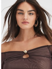 River Island Trim Mesh Bardot Top - Imagen 4 de 4