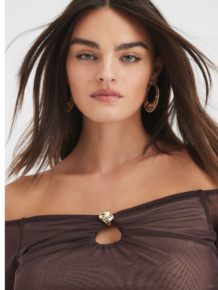 River Island Trim Mesh Bardot Top - Imagen 4 de 4