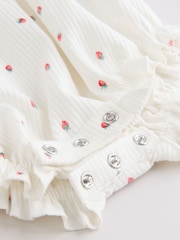 Blue Strawberry Frill Shoulder Baby Rompers 4 Pack - Image 11 of 12