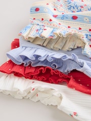 Blue Strawberry Frill Shoulder Baby Rompers 4 Pack - Image 12 of 12