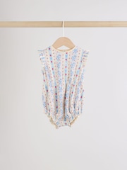 Blue Strawberry Frill Shoulder Baby Rompers 4 Pack - Image 3 of 12