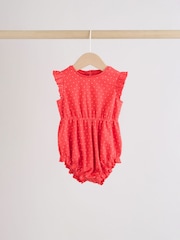 Blue Strawberry Frill Shoulder Baby Rompers 4 Pack - Image 4 of 12