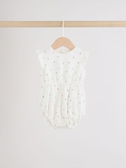 Blue Strawberry Frill Shoulder Baby Rompers 4 Pack - Image 5 of 12