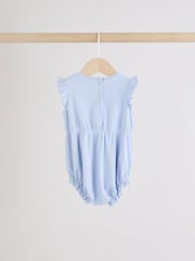Blue Strawberry Frill Shoulder Baby Rompers 4 Pack - Image 7 of 12