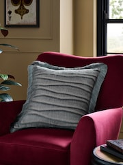 Charcoal Grey 50 x 50cm Abstract Wave Fringe Cushion - Image 1 of 4