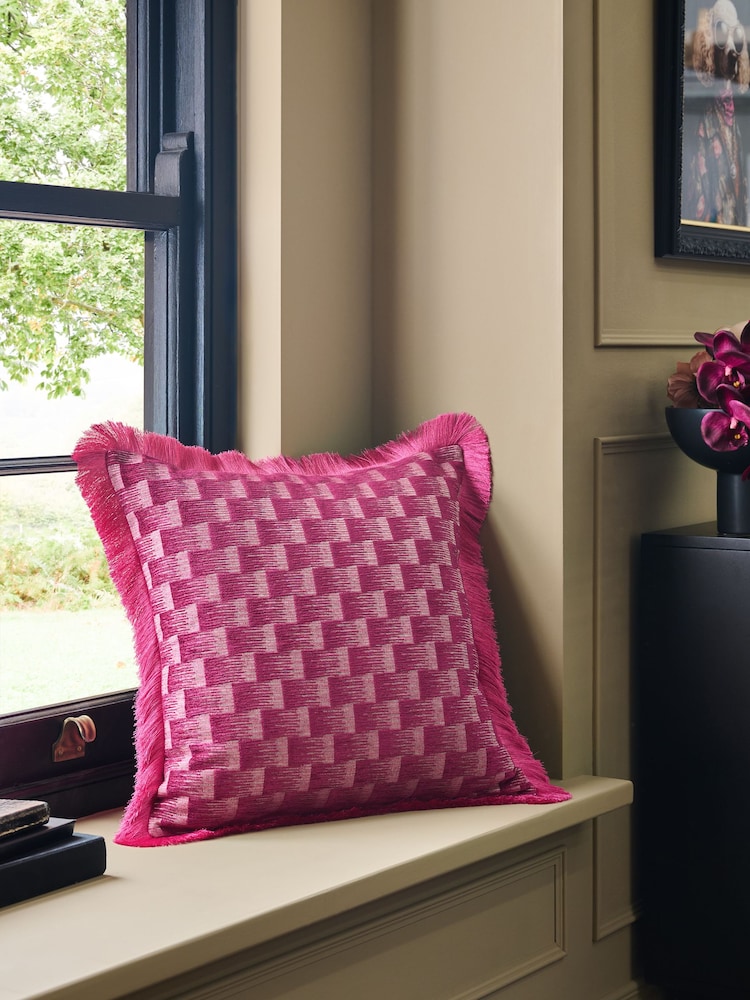 Pink 50 x 50cm Lenny Jacquard Cushion - Image 1 of 4