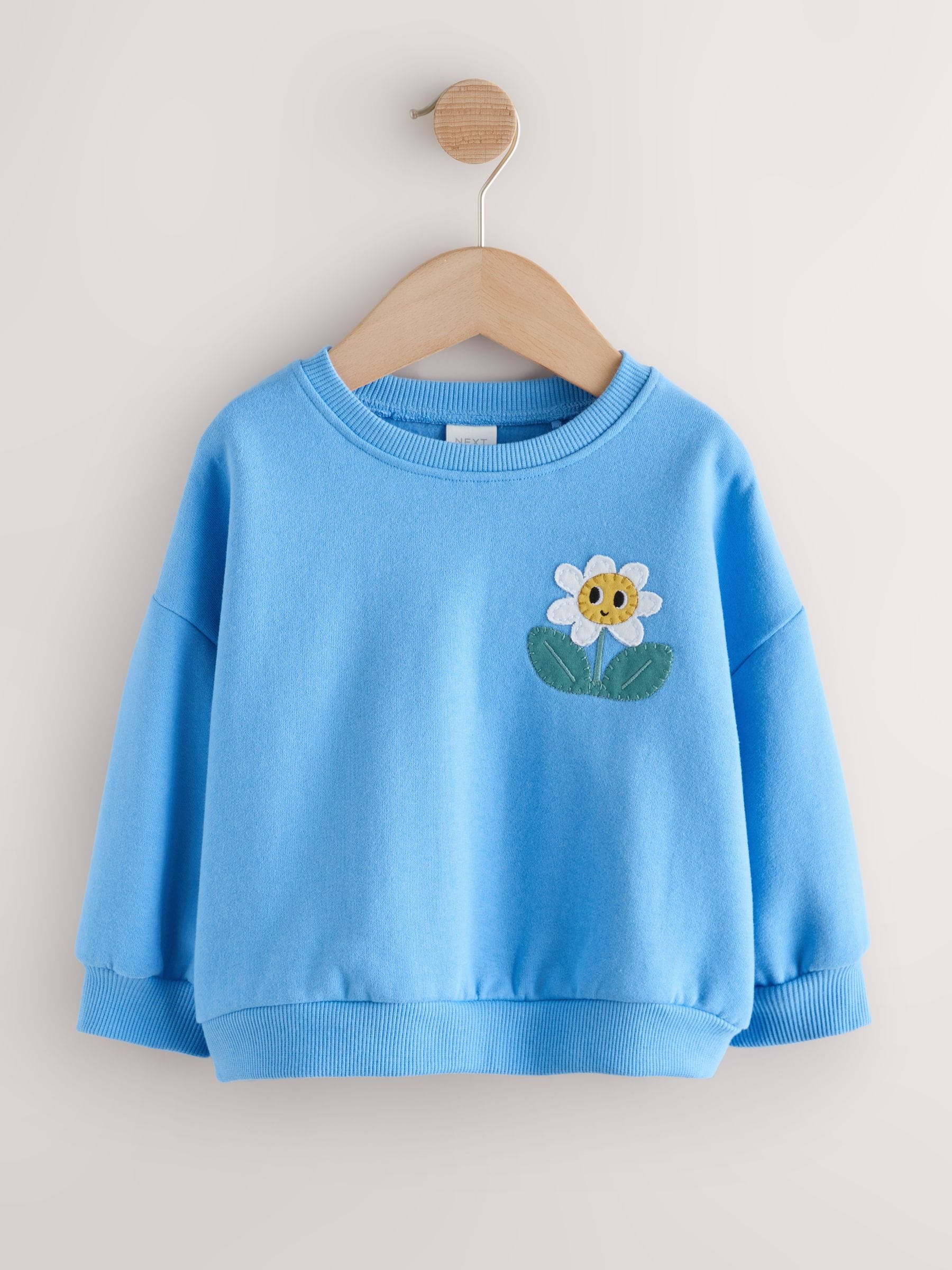 Buy Blue Flower Crew Neck Sweatshirt (3mths-7yrs) from Next France
