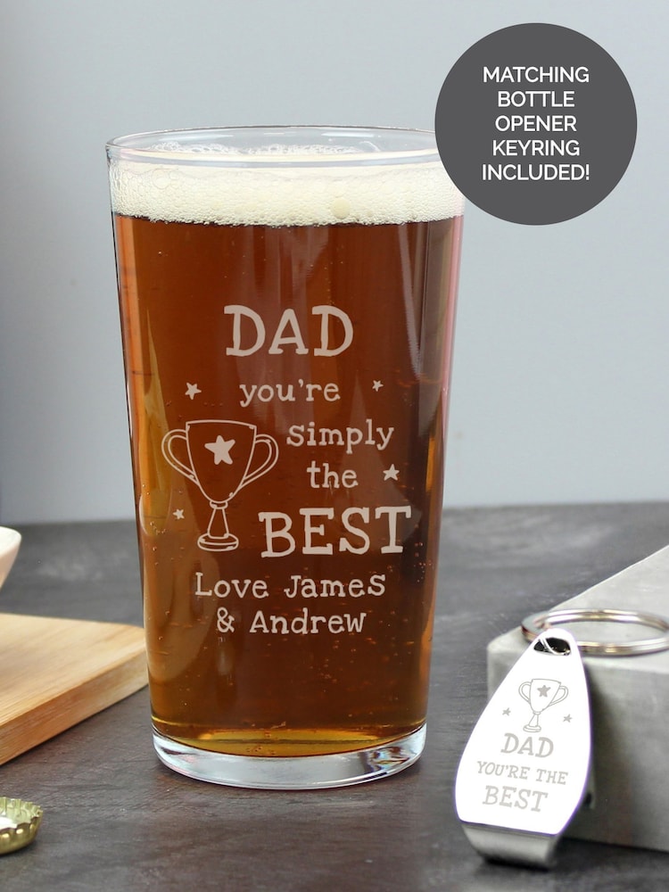 Personalised Simply The Best Pint Glass & Bottle Opener By PMC - Image 1 of 4