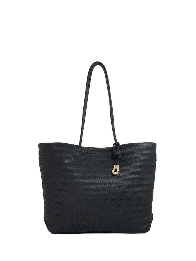 Dune London Black Large Daxon Woven Tote Bag - Image 1 of 3