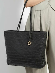 Dune London Black Large Daxon Woven Tote Bag - Image 3 of 3