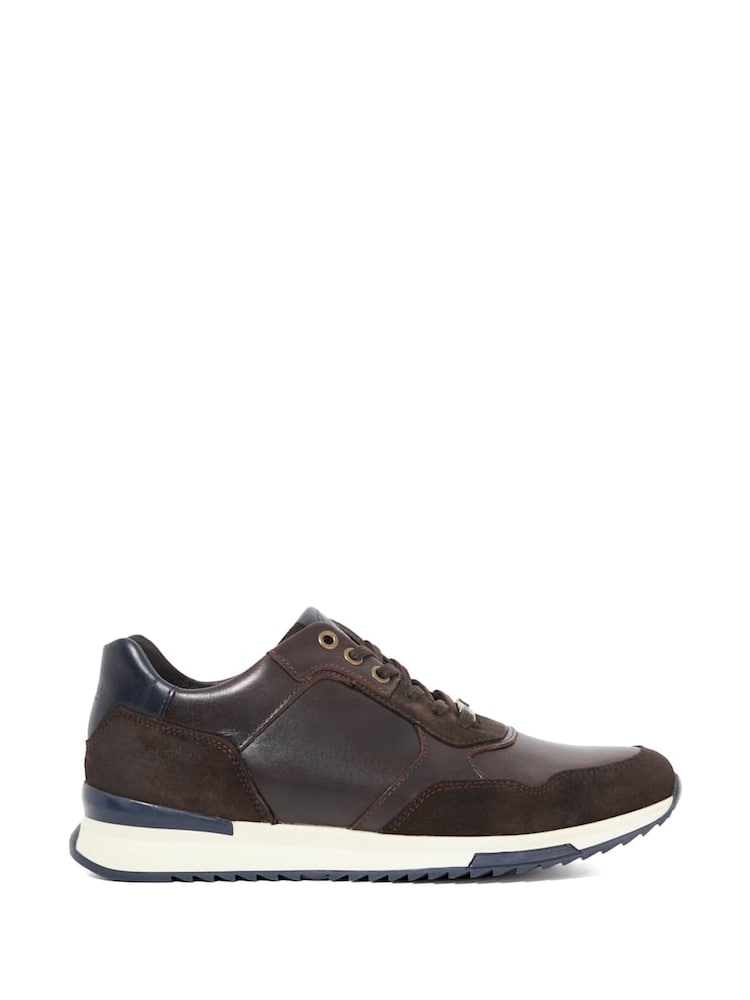 Dune London Brown Thornbury Leather Trainers - Image 1 of 5