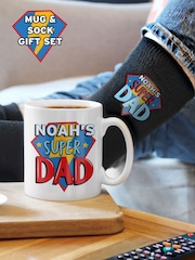 Personalised Super Dad Mug & Socks By PMC - Image 1 of 3