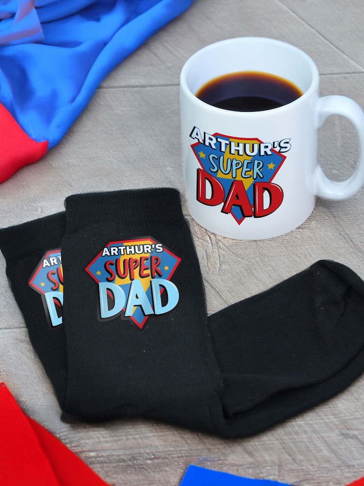 Personalised Super Dad Mug & Socks By PMC - Image 2 of 3