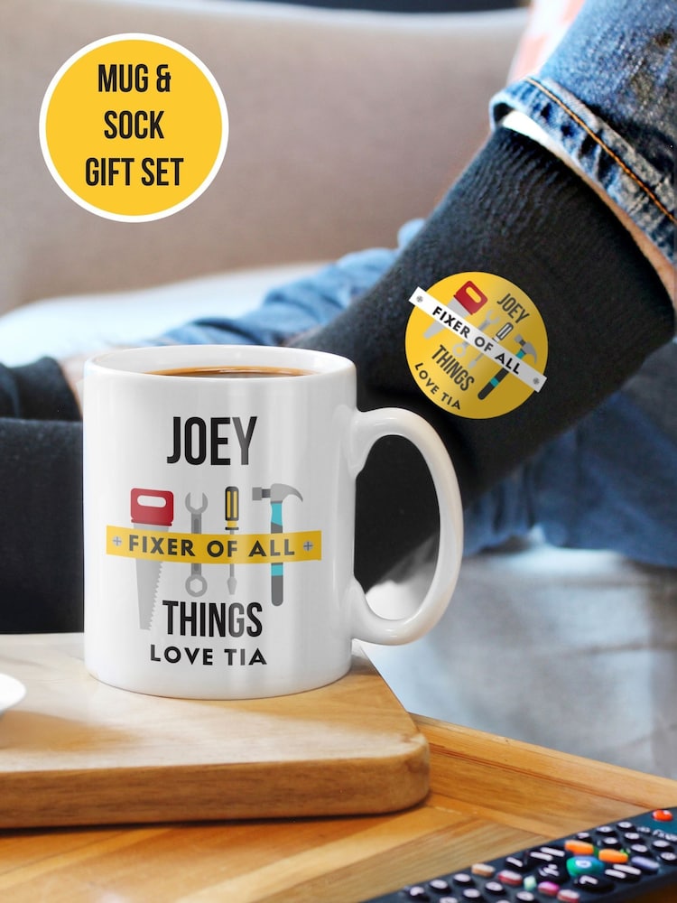 Personalised Fixer of All Things Mug & Socks Gift Set - Image 2 of 3