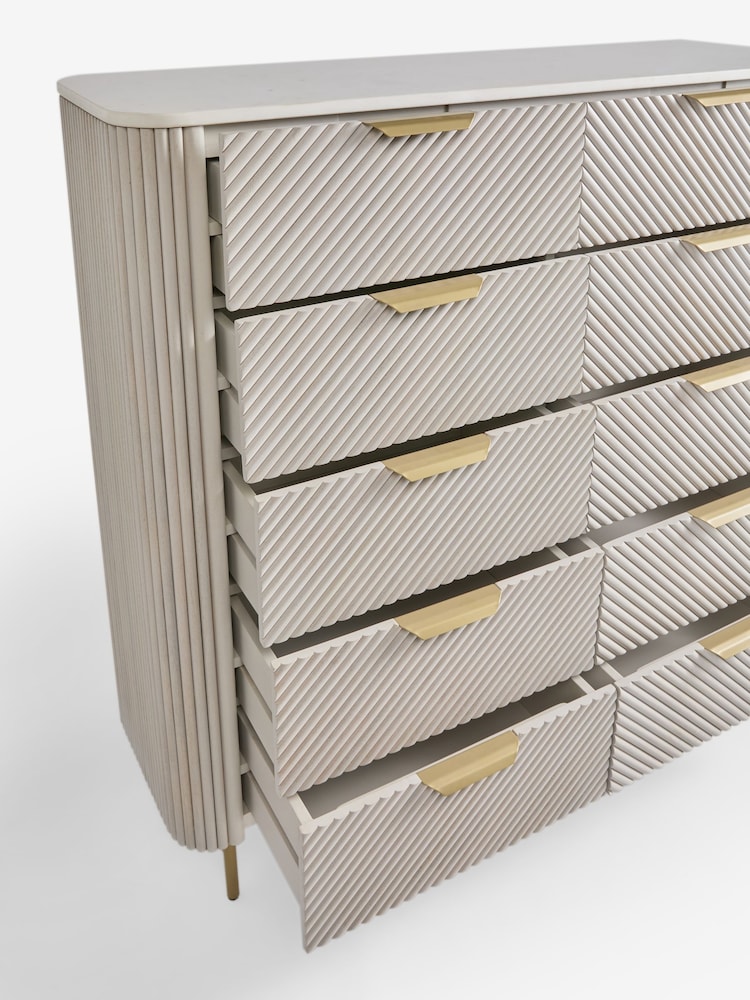 Light Grey Valencia Marble and Mango Wood 10 Drawer Chest - Image 8 of 8 Light Grey Valencia Marble and Mango Wood 10 Drawer Chest - Image 8 of 8