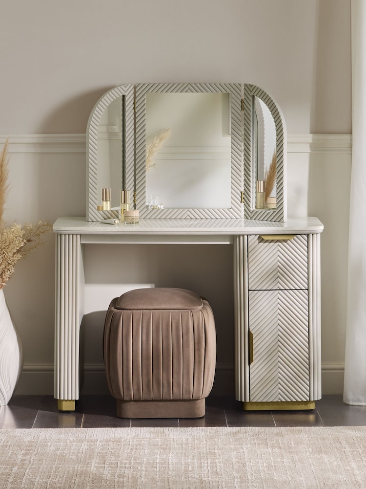 Light Grey Valencia 1 Drawer 1 Door Solid Mango Wood Dressing Table - Image 1 of 8