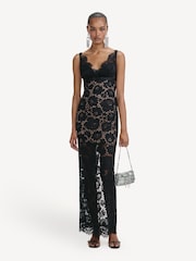 Self-Portrait Black Floral Lace Maxi Dress - Image 1 of 4