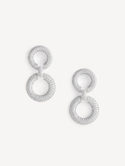 Self-Portrait Silver Plated Crystal Link Two Tiered Earrings - Image 2 of 4