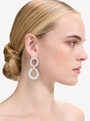 Self-Portrait Silver Plated Crystal Link Two Tiered Earrings - Image 3 of 4