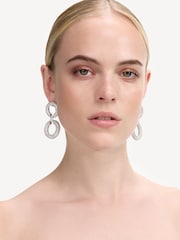 Self-Portrait Silver Plated Crystal Link Two Tiered Earrings - Image 4 of 4