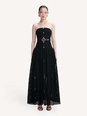 Self-Portrait Black Bandeau Knit Midi Dress - Image 1 of 4