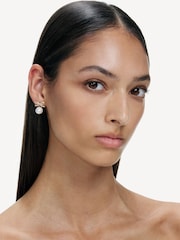 Self-Portrait Gold Tone Bow Pearl Jacket Earrings - Image 4 of 4
