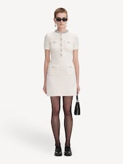 Self-Portrait Cream Textured Knit Mini Dress - Image 1 of 4