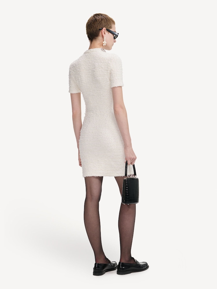Self-Portrait Cream Textured Knit Mini Dress - Image 2 of 4