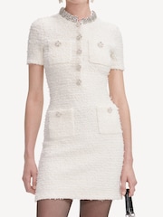 Self-Portrait Cream Textured Knit Mini Dress - Image 3 of 4