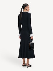 Self-Portrait Blue Navy Viscose Knit Midi Dress - Image 2 of 4